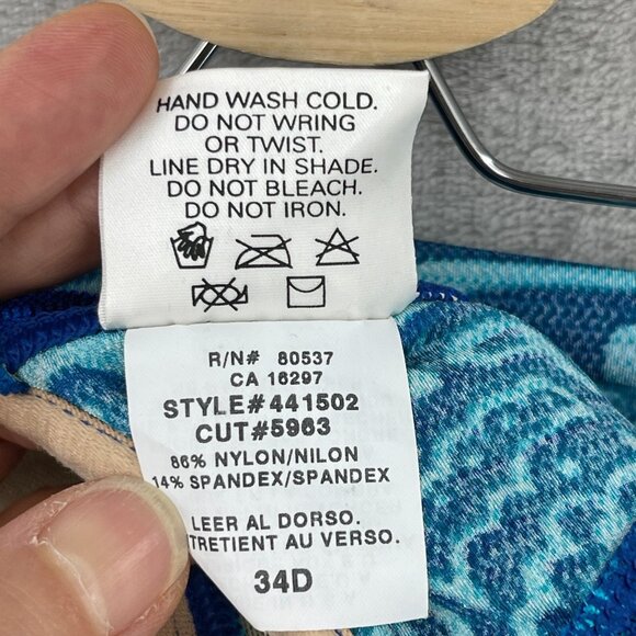 Swim Systems Vintage 34D/ M Blue Green 2 Piece High Waisted Bikini Swimsuit - Picture 9 of 13